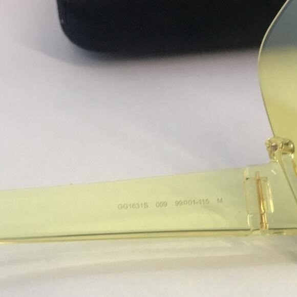 New Authentic Gucci GG1631S 009 Yellow Shield Sunglasses – Oversized Unisex - Picture 10 of 11